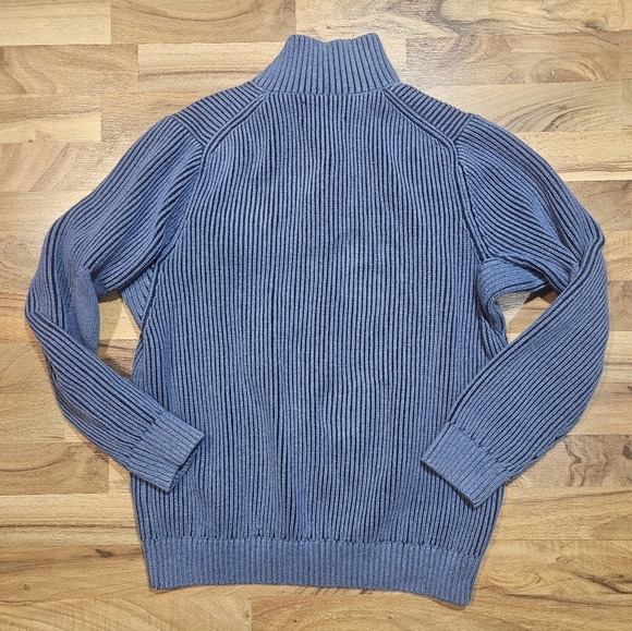 Duluth Trading Co Men’s Large Blue Ribbed Mock Neck Sweater - Picture 8 of 8